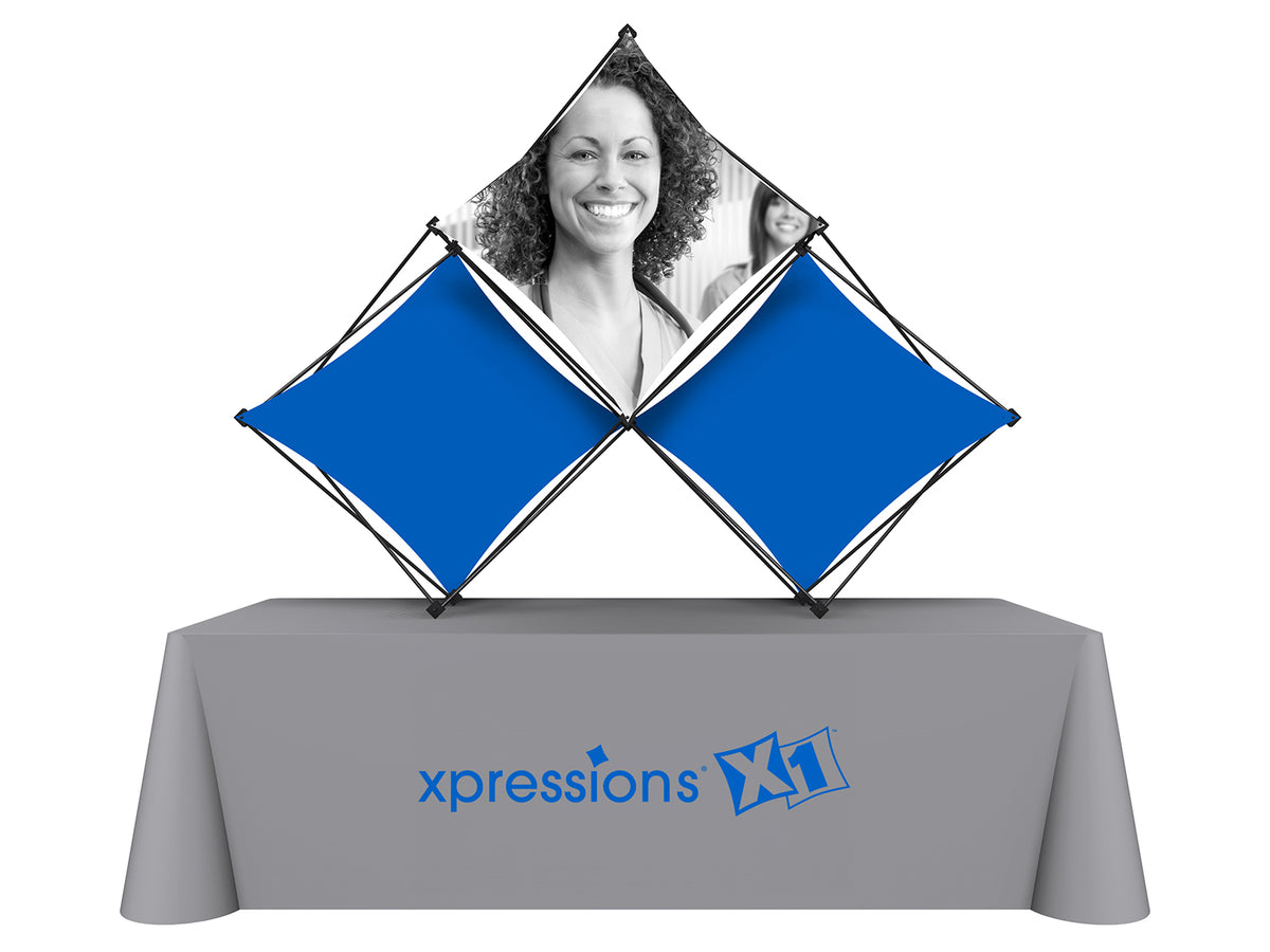 X1m 8 ft. -- 3 Quad E Fabric Table Top Pop-Up Display