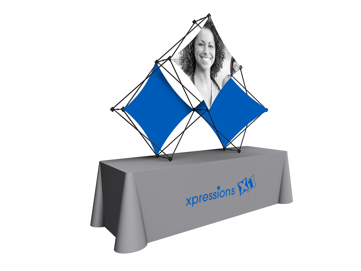 X1m 8 ft. -- 3 Quad E Fabric Table Top Pop-Up Display